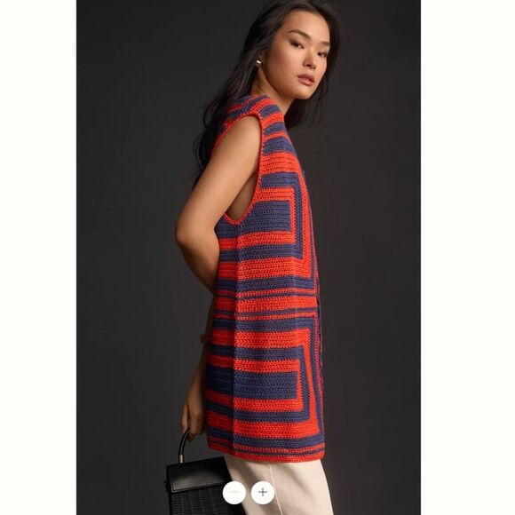 Anthropologie FRNCH Front Tie Crochet Sweater Vest - Picture 3 of 4